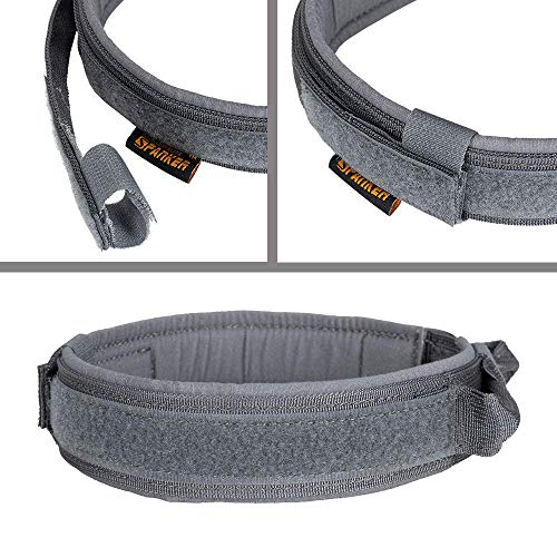 EXCELLENT ELITE SPANKER Tactical Nylon Dog Collar Military Metal Buckle | Adjustable Training Padded Durable Dog Collar Heavy Duty with Control Handle & Patches for Medium and Large Dogs Easy Wear - color: Grey, size: M-(14''-18")