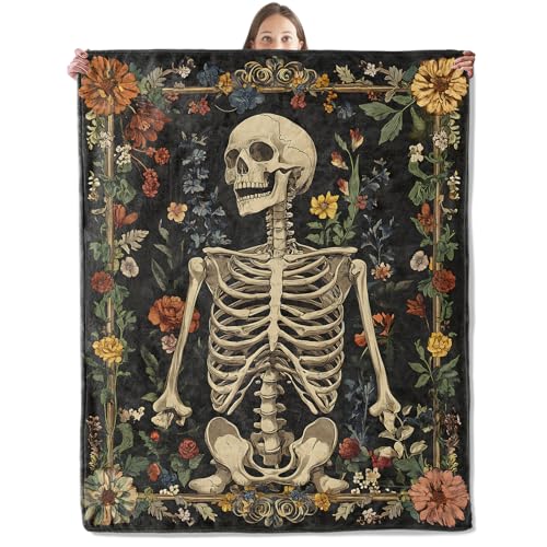 Artistic Skeleton Blanket, Cozy Plush Throw Blanket for Couch Bedroom Outdoor, Lightweight Soft Flannel Travel Blankets, Gifts for Women Adults Kids, Warm Decor 40"×50" - color: Skeleton44, size: 40"×50"