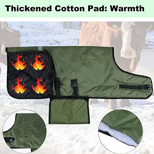 Calf Blanket Calves Warm Clothes Calf Saver Coat, Sheep Goat Blanket, for Keep Cows Goats Sheeps Warmming, Thickened Belly Protection,1PCS - color: Green 1Pcs