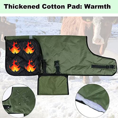 Calf Blanket Calves Warm Clothes Calf Saver Coat, Sheep Goat Blanket, for Keep Cows Goats Sheeps Warmming, Thickened Belly Protection,1PCS - color: Green 1Pcs
