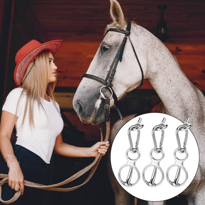 3Pcs Horse Tie Ring, Silver Carbon Steel with Eye Bolt & Swivel Snap Hook