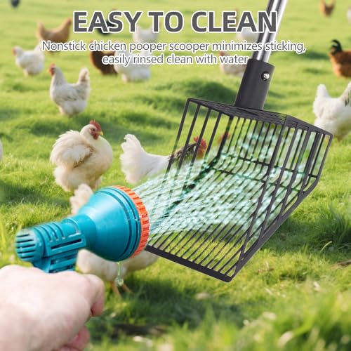 PUPTECK Large Chicken Poop Scooper - Adjustable Long Handle Poop Scooper with Deep Shovel, Detachable Heavy Duty Shovel Multifunctional Chicken Cleaning Tool Coop Accessories(20"-40") - size: L(Length 20"-40", Width 5.7")