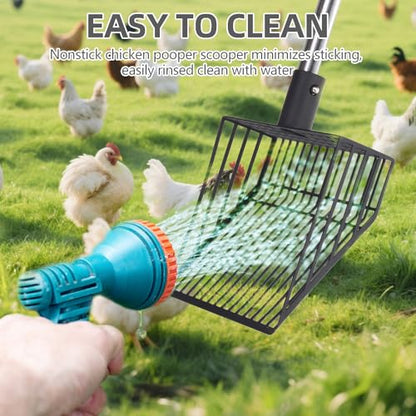 PUPTECK Large Chicken Poop Scooper - Adjustable Long Handle Poop Scooper with Deep Shovel, Detachable Heavy Duty Shovel Multifunctional Chicken Cleaning Tool Coop Accessories(20"-40") - size: L(Length 20"-40", Width 5.7")