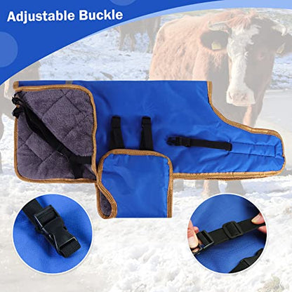 2pcs All-Weather Calf Blanket with Fleece Lining & Windproof Shell - Versatile Goat Blankets for Winter and Durable Sheep Blanket with Full Belly Coverage (Plucked Blue 2pcs) - color: Plucked Blue
