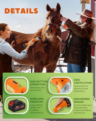 Cordless Horse Clippers for Ponies, Cattle & Large Dogs