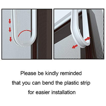 NeatiEase Adjustable DIY Magnetic Window Screen Max 55InchH x 36InchW Fits Any Size Smaller with White Frame Fiberglass Mesh - size: 55"x36"