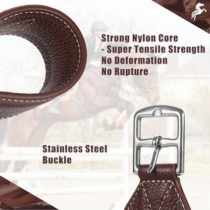 Jeereal Stability Stirrup Leathers with Strong Nylon Core for Equestrian Riding Wide Body English Stirrup Leathers - size: 62" / 155cm