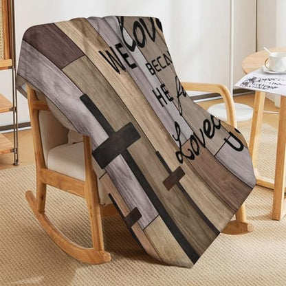 Farmhouse Wooden Throw Blanket, Rustic Christian Brown Wood Board Old Plank Bible Verse Cross Western Fuzzy Fleece Fannel Blankets for Bedroom Living Room Sofa Chair Couch Gifts, 30"x40" Inch - color: Barn-02, size: 30x40 inch