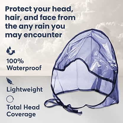 Waterproof Rain Bonnet Hat w Full Cut Visor & Netting for Men/Women (Unisex) - color: Navy