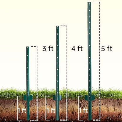 10-Pack 4 Feet Heavy-Duty Metal U Fence Posts for Wire Fencing - size: 4 Feet
