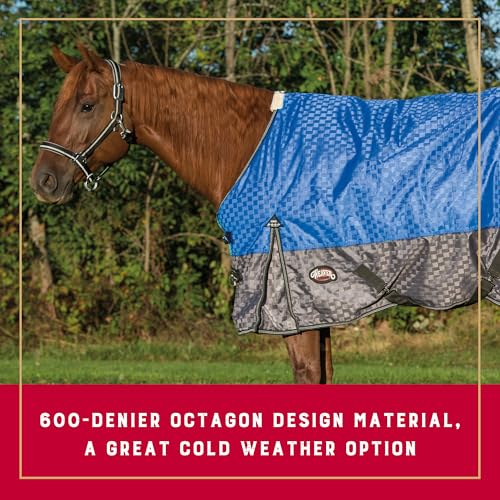 Weaver Equine 600D Premium Turnout Horse Rain Sheet with Fleece Lining, Breathable Waterproof Horse Turnout Sheet, Multi-Purpose Gear, 72", Blue - size: 72"