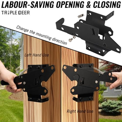 Self-Locking Fence Gate Latch Heavy Duty Post Mount Automatic Gate Hardware