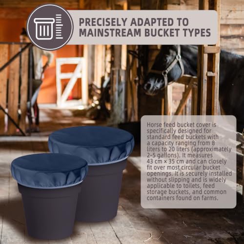 2-5 Gallon Horse Bucket Cover, Waterproof Horse Feed Bucket Cover, Lightweight and Easy to Use (Excluding Bucket, Navy Blue) - color: Navy Blue