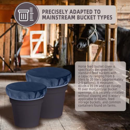 2-5 Gallon Horse Bucket Cover, Waterproof Horse Feed Bucket Cover, Lightweight and Easy to Use (Excluding Bucket, Navy Blue) - color: Navy Blue