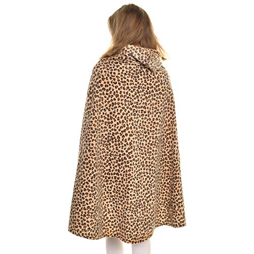 Angelina Women's Cozy Fleece Wearable Blanket or Blanket with Slipper Set - color: Leopard Wearable Blanket, size: One Size Fits Most