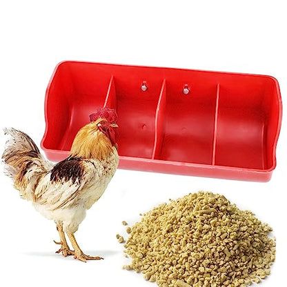 2 Pack Lambs Plastic Feeder, 4 Compartment Fence Feeder for Small Pig Lambs Chicken Livestock