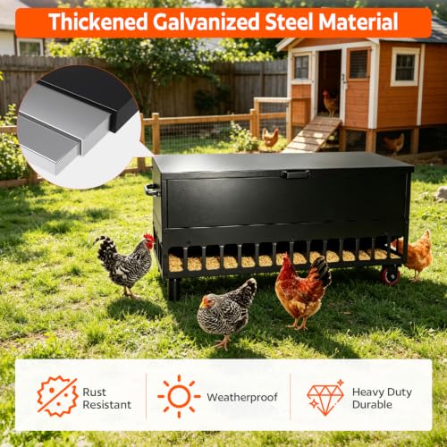 120LBS Heavy-Duty Galvanized Automatic No-Waste Chicken Feeder