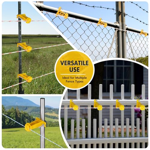 25 Pcs Yellow Tube Electric Fence Insulators Extender with U-Bolt - color: Yellow, size: 25 Pack