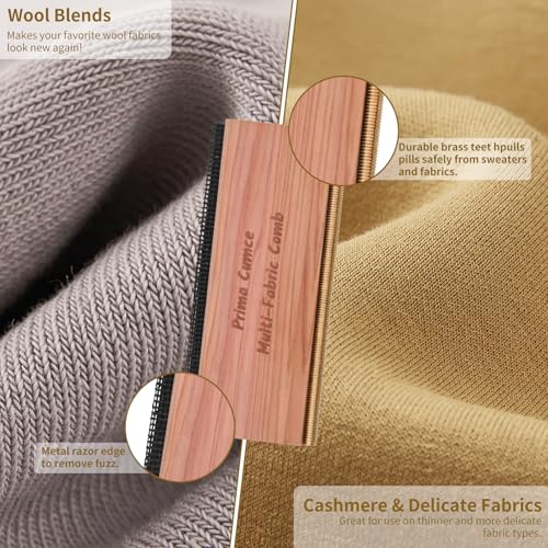 Cashmere Comb – 100 x 44 x 10mm Multi-Fabric Shaver for Clothing – Durable Cedar Wood Comb with Metal Pick – Easy to Use and Portable Fiber Cloth Pilling Remover Ideal for Sweaters, Fuzz - color: 1pcs New