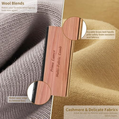 Cashmere Comb – 100 x 44 x 10mm Multi-Fabric Shaver for Clothing – Durable Cedar Wood Comb with Metal Pick – Easy to Use and Portable Fiber Cloth Pilling Remover Ideal for Sweaters, Fuzz - color: 1pcs New