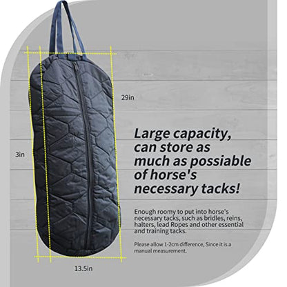 Bridle Bag for Horses, Durable Nylon Bridle Halter Bag with 3 Layers Padded Horse Tack Carry Bag-Large Capacity Protect Tack - color: Black