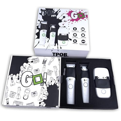 TPOB Professional Barber Clippers Go Edition Clipper Trimmer Shaver Set (White) - color: White