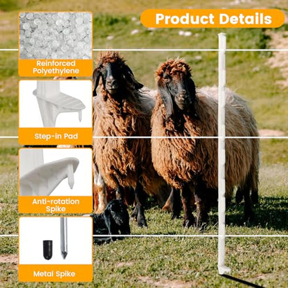 Electric Fence Posts 25 Pack, White 48 Inch Step in Fence Posts - color: White, size: 48 INCH-25 PCS