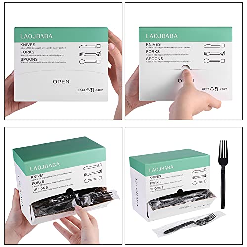 Plastic Fork Disposable Individually Packaged Forks Black 7-Inch Commercial Take Away Forks,Super Hard Mass Heavy Individually Wrapped Fork 100 PCS (Pack of 4) - size: Forks (Pack of 4)