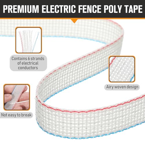 1 Roll 1 Inch x 2000 ft Electric Fence Tape Polytape - color: White, size: 1 Inch X 2000 ft