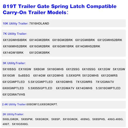 Trailer Gate Pin 819T for Carry-On Utility Trailers Heavy Duty Latch | Trailer Gate Latch Kit, Trailer Gate Spring Latch - 2 Pack