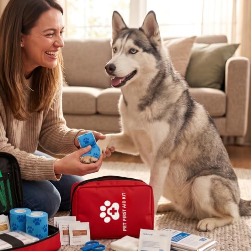 Dog First Aid Kit, Pet Travel Essentials, Emergency Supplies for Cats, Dogs