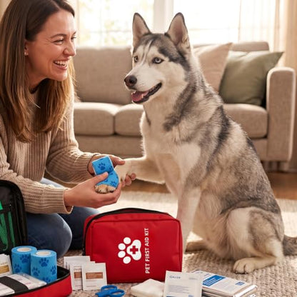 Dog First Aid Kit, Pet Travel Essentials, Emergency Supplies for Cats, Dogs