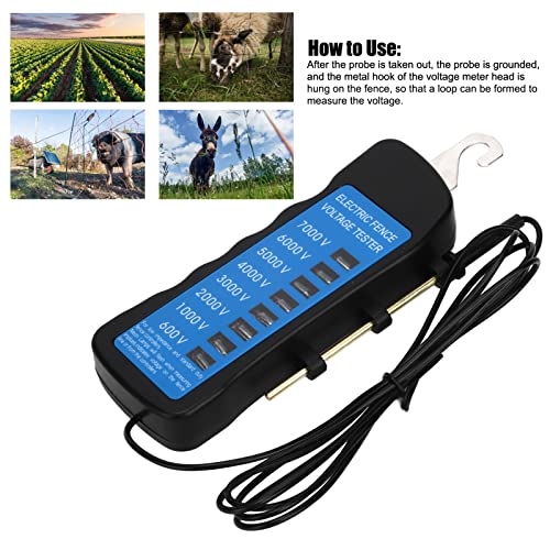 Voltage Meter, Multi Light, Electric Fence Tester, Voltage Detection Portable, for Agricultural Supply Fencing, ABS, 7000V