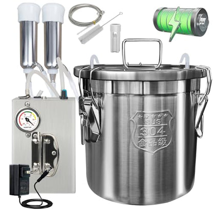 12L Cow Milking Machine, Hantop Pressure Gauge Pump Cow Milker (Pro Plus)