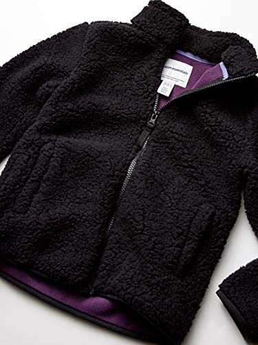 Amazon Essentials Girls' Faux Sherpa Fleece Full-Zip Jacket, Lined - color: Black, size: X-Small