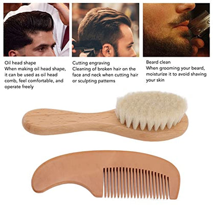 Hair Brush and Comb for Men, Wooden Comb, Soft Brush with Wood Handle