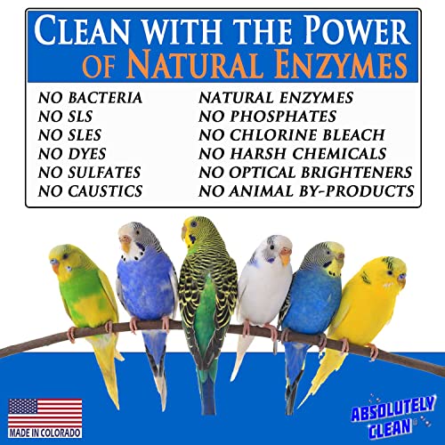 Absolutely Clean Amazing Bird Cage Cleaner and Deodorizer - Just Spray/Wipe - Safely & Easily Removes Bird Messes Quickly and Easily - USA Made - Fragrance Free (4X Concentrate - 16oz Makes 64oz) - style: 16 Fl Oz Concentrate (Makes 64oz)