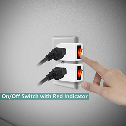 ANKO 4 Pack Grounded Outlet Adapter, Wall Tap with On/Off Switch & LED