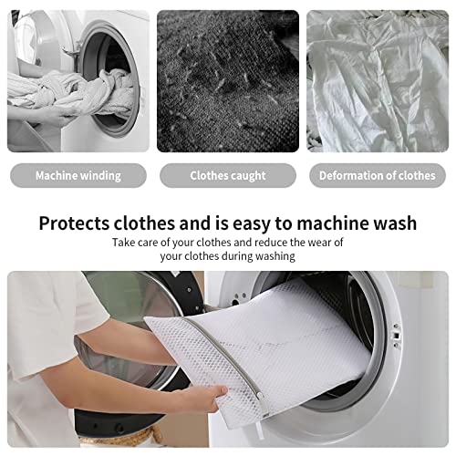 Small Honeycomb Lingerie Bags with Hanging Loop- MDSXO 3 Pack Mesh Laundry Bags for Washing Delicates, White Wash Bags for Socks, Bra, Mask, Baby Clothes 10 * 12 inch [3 Pack] - size: 3S(with Loop)