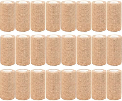 AZEN 24 Pack Self Adhesive Bandage Wrap, 4" X 5 Yards Elastic Cohesive Bandage Wrap, Skin Color Athletic Tape, Ankle Tape, Tattoo Grip Tape Wrap, Vet Wrap - size: 4IN - 24Pack