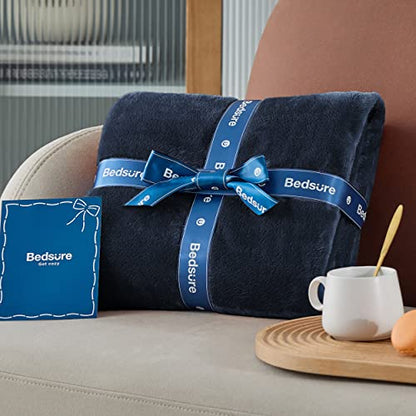 Bedsure GentleSoft Fleece Throw XL Blanket Navy - 300GSM Soft Lightweight Plush Cozy Blankets for Bed, Sofa, Couch, Travel, Camping, 50x70 inches - color: 02 - Navy, size: Throw XL (50" X 70")
