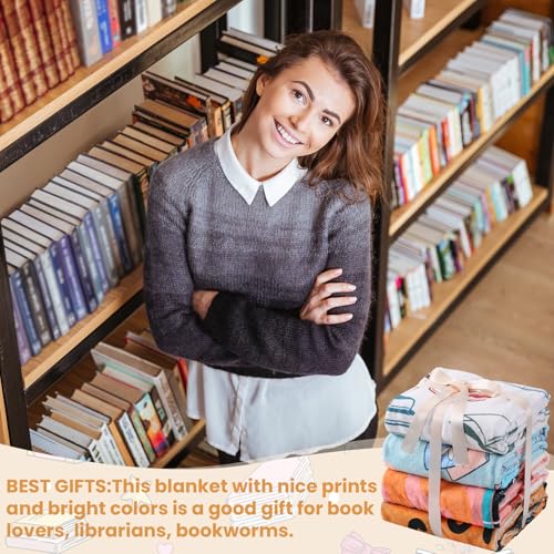 VitalCozy 4 Pack Book Throw Blankets for Teens Adult Soft Fleece Flannel Couch Blankets Birthday Gifts for Book Lovers Bookish Librarians, 40''x50'' - style: Book Lover