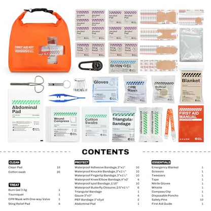 RHINO RESCUE Bundle - Pet First Aid Kit, Emergency Medical Supplies for Dogs & Cats, Safety Essentials Pack with Thermometer+Waterproof First Aid Kit, Lightweight Boat Dry Bag