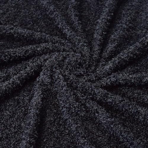 Surf turtle Black Curly Teddy Fleece Faux Fur Fabric 36" x 59" - color: Black, size: 36 x 59 inches