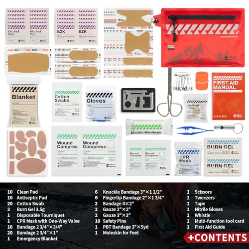RHINO RESCUE Waterproof First Aid Kit, 114pc Ultralight Compact Gear - size: EDC