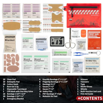 RHINO RESCUE Waterproof First Aid Kit, 114pc Ultralight Compact Gear - size: EDC