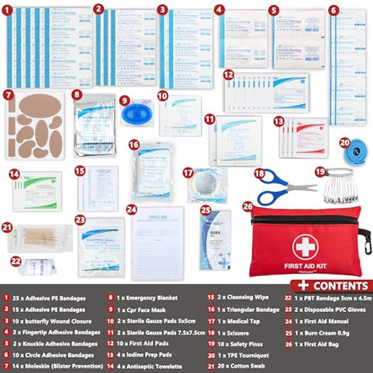 Mini First Aid Kit - 140 Piece Small First Aid Medical Kit | Emergency First Aid Supplies and Survival Kit for Car, Home, Office, Travel, Camping, Sports, Outdoor, School - size: 140 Pieces