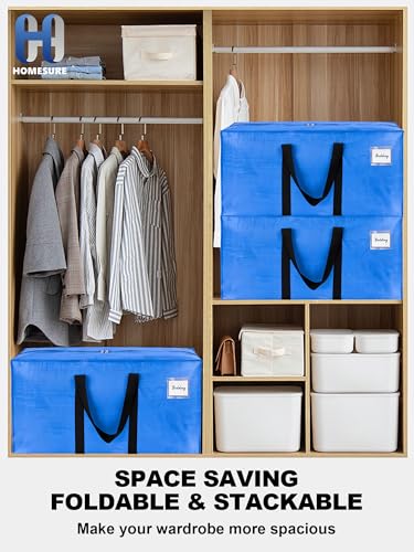 HOMESURE Supports 200lbs Heavy Duty Moving Bags - Strong Zipper & Wrap-Around Handles - Water-Resistant Storage Totes, Durable Alternative to Moving Boxes - 8 Pack - Sky Blue - color: Sky Blue