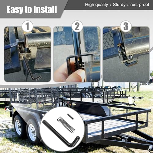 819T Trailer Gate Spring Latch Kit, 2 Pack | Heavy-Duty Steel Spring Latch Pin Replacement for Carry-On Utility Trailers, Black Oxide Rust-Resistant Finish