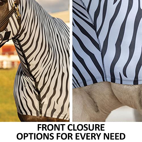 UltraFlex Limited Edition Zebra Horse Slicker Hoods | Durable & Breathable Summer Comfort | Oversized Eye Holes | Rub-Free | No-Snag Hook and Loop | Fly-Deterrent Design